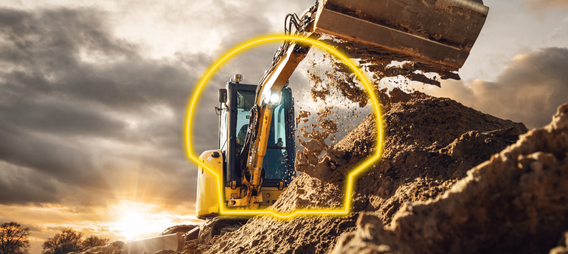 χωματουργικό μηχάνημα σε λειτουργία